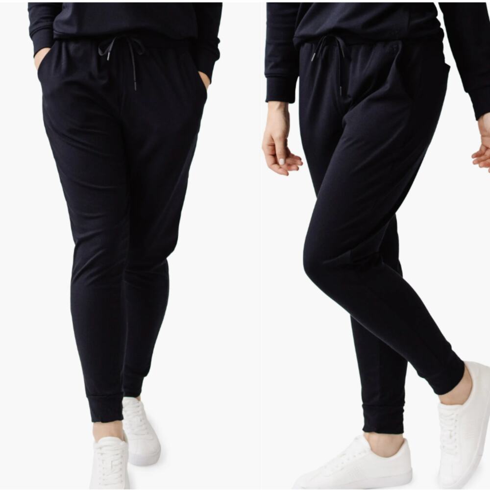 Cozy Earth Bamboo Ultra-Soft High Rise Drawcord Waist Jogger Black L NWT
